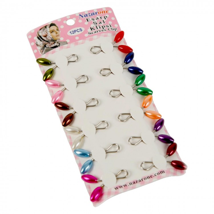 EŞARP KLİPSİ DAMLA İNCİLİ 6X12MM 12'Lİ