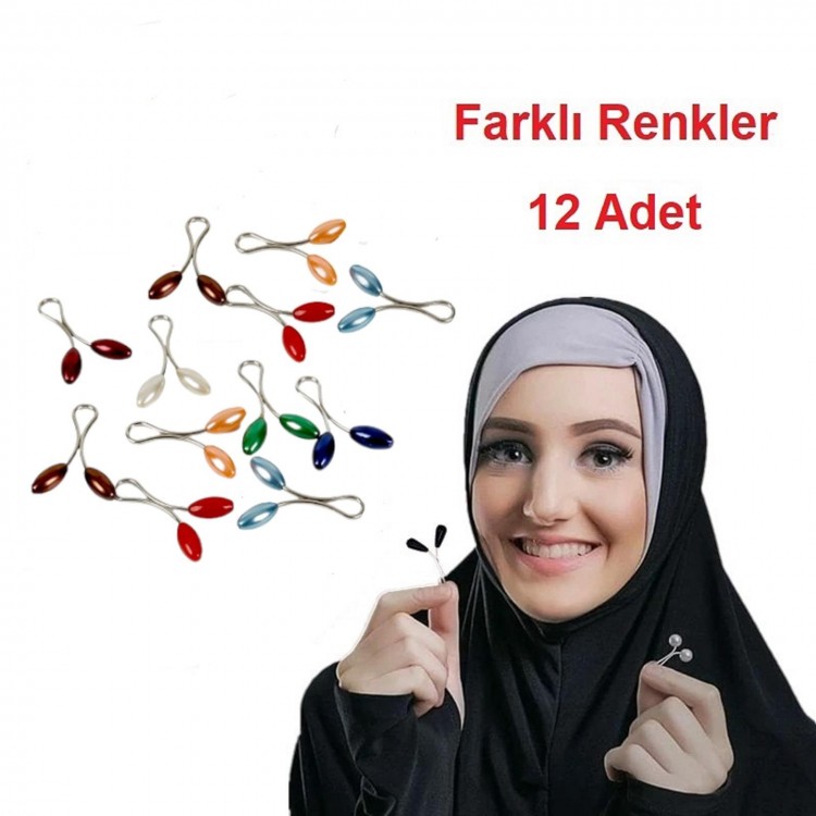 EŞARP KLİPSİ DAMLA İNCİLİ 6X12MM 12'Lİ