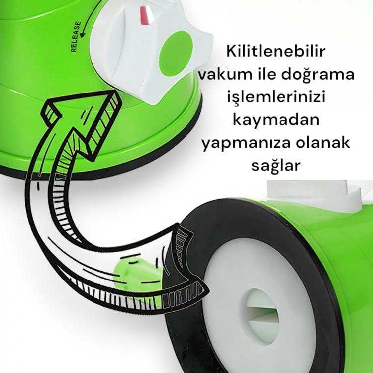 ÇEVİRME KOLLU RENDE VE SEBZE DOĞRAYICI 3 APARATLI MASAÜSTÜ SETİ-YEŞİL