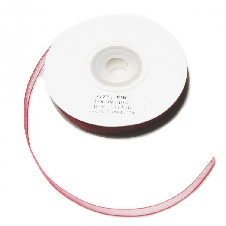 ORGANZE KURDELE 6MM/23MT-BORDO(1007)