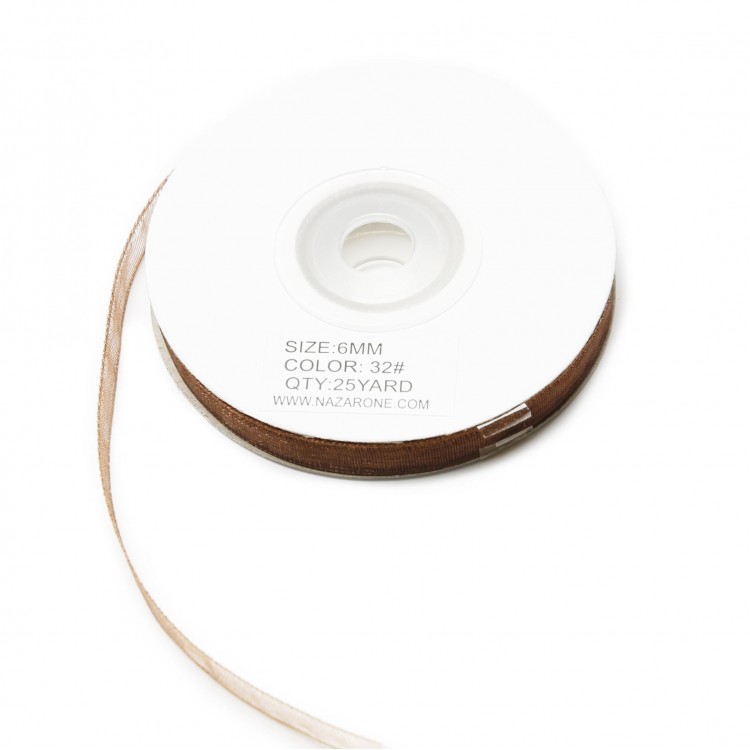 ORGANZE KURDELE 6MM/23MT-KAHVERENGİ(208)