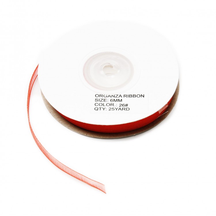 ORGANZE KURDELE 6MM/23MT-KIRMIZI(1102)