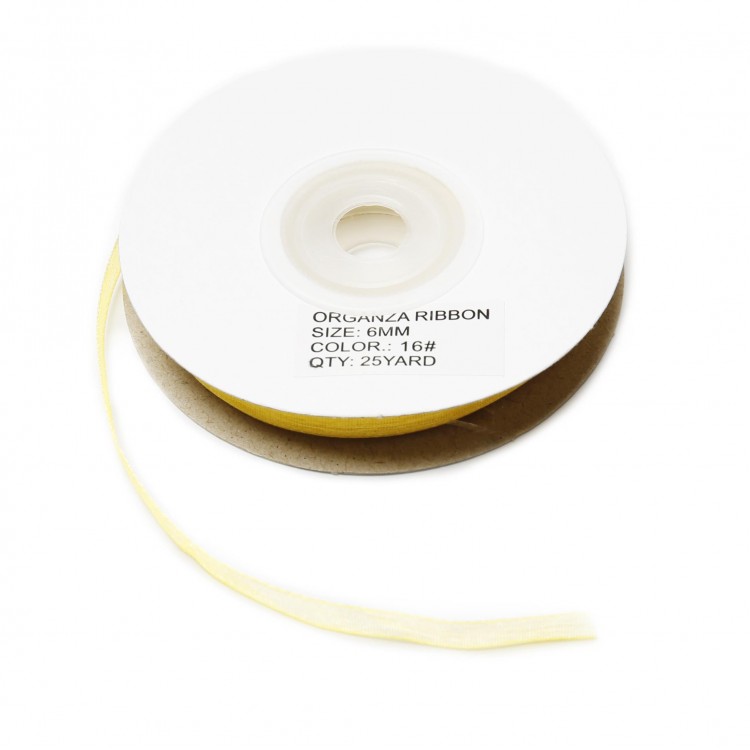 ORGANZE KURDELE 6MM/23MT-SARI(412)