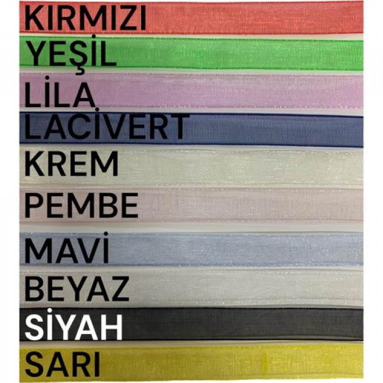 ORGANZE KURDELE SETİ 1CM/23MT 10 ADET (SET 1)