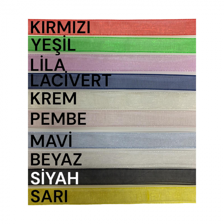 ORGANZE KURDELE SETİ 1CM/23MT 10 ADET (SET 1)