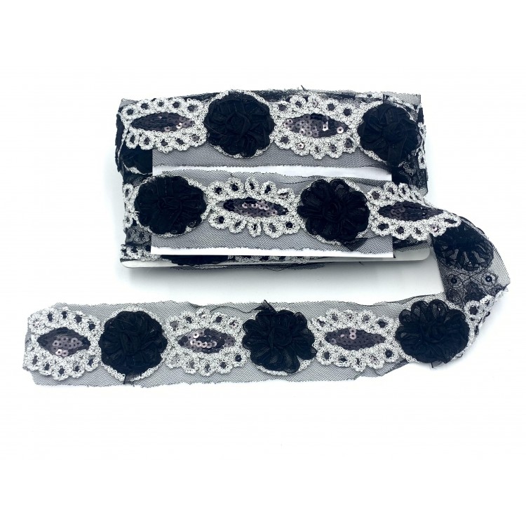 ORGANZE PUL DANTEL 3717A(A8-1643) 13,5MT-SİYAH