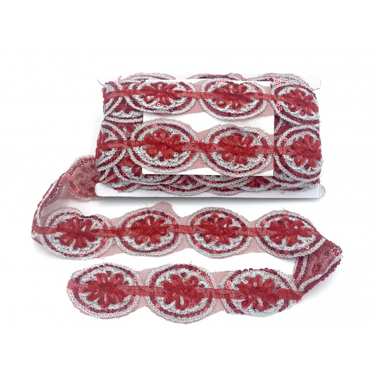 ORGANZE PUL DANTEL A8-1703 13,5MT-KIRMIZI GÜMÜŞ ORGANZE PUL DANTEL A8-1703 13,5MT-KIRMIZI GÜMÜŞ