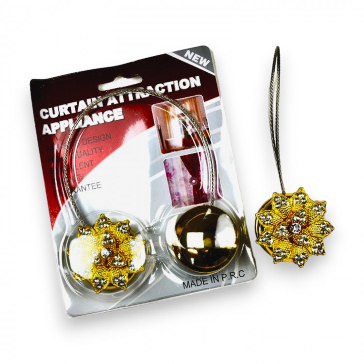 PERDE MANDALI/TOKASI MIKNATISLI ÇİÇEK DESENLİ