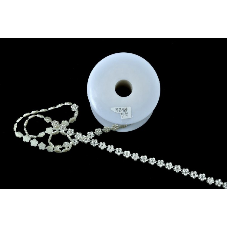 YARIM İNCİ İPE DİZİLİ MAKARA 8MT-AA133-KREM