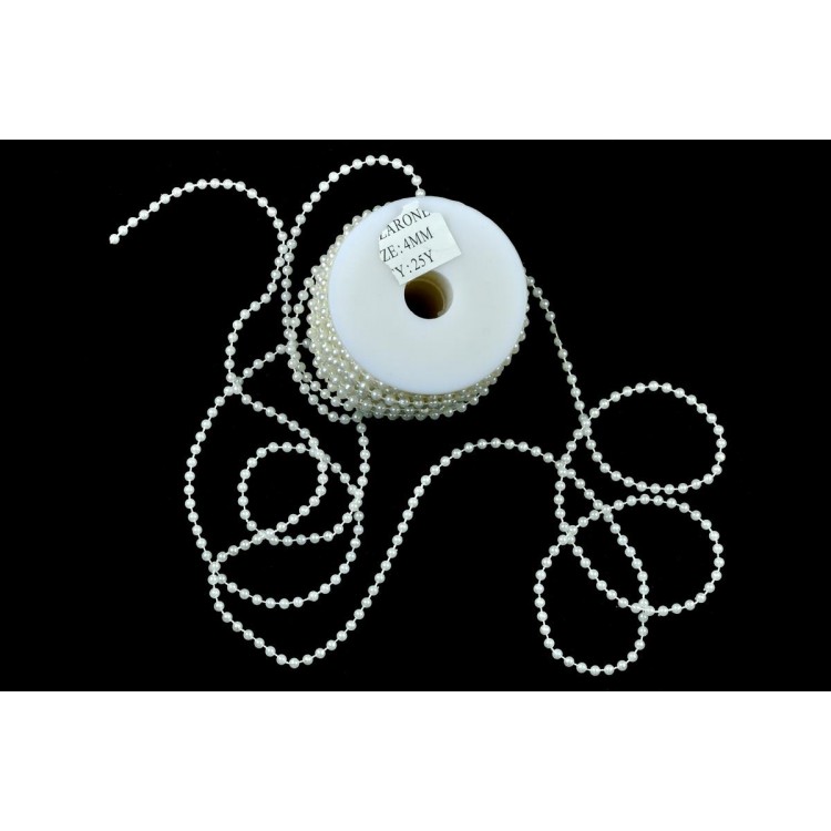 YUVARLAK İNCİ İPE DİZİLİ MAKARA 4MM-23MT-BEYAZ